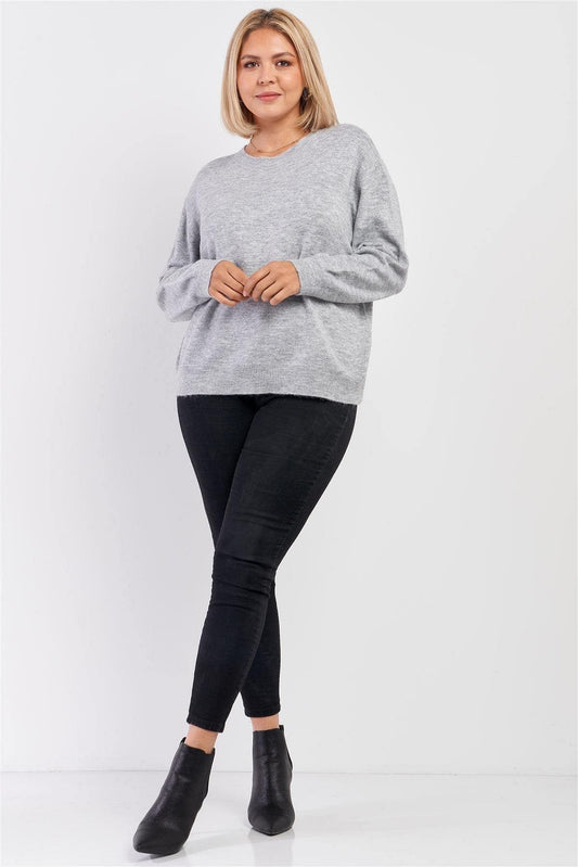 Heather Gray Plus Size Long Sleeve Sweatshirt - Shopping Therapy 0XL Shirts & Tops
