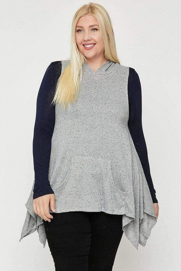 Heather Gray Plus Size Sleeveless Vest - Shopping Therapy, LLC vest