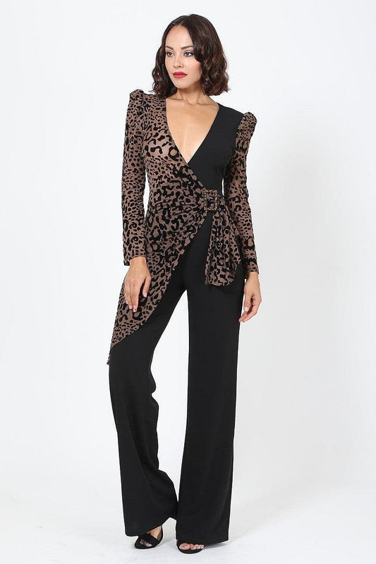 Leopard Print Long Sleeve Jumpsuit - Shopping Therapy S Jumpsuit