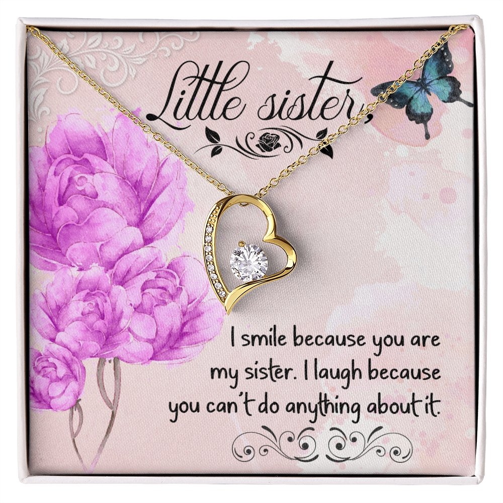 Little Sister Forever Love Necklace With Funny Message Card - Shopping Therapy 18k Yellow Gold Finish / Standard Box Women's necklaces