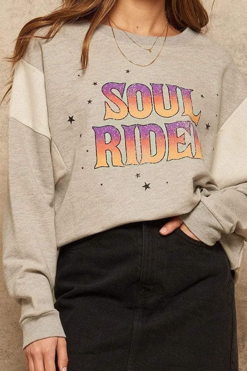 Long Sleeve Soul Rider Graphic Printed Sweatshirt - Shopping Therapy, LLC Sweatshirt