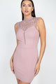 Mauve Sleeveless Lace Mini Dress