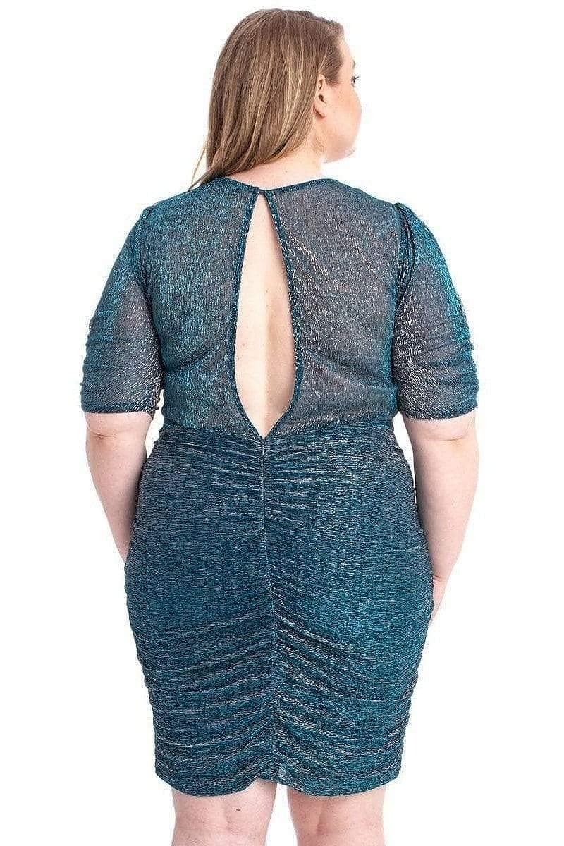 Midnight Blue Plus Size 3/4 Sleeve Mini Dress