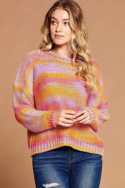 Multicolor Long Sleeve Striped Sweater - Shopping Therapy, LLC Sweater