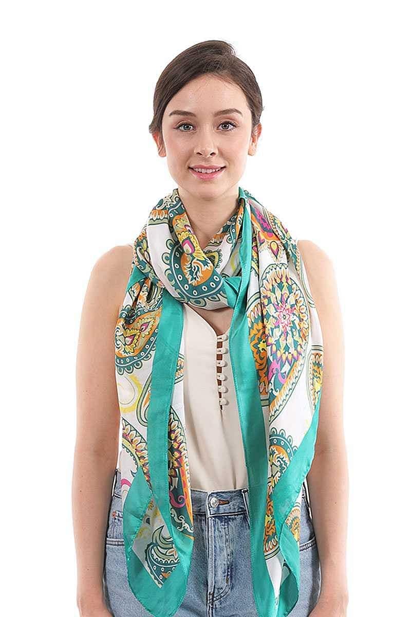 Paisley Pattern Neck Scarf - Shopping Therapy Green Scarf