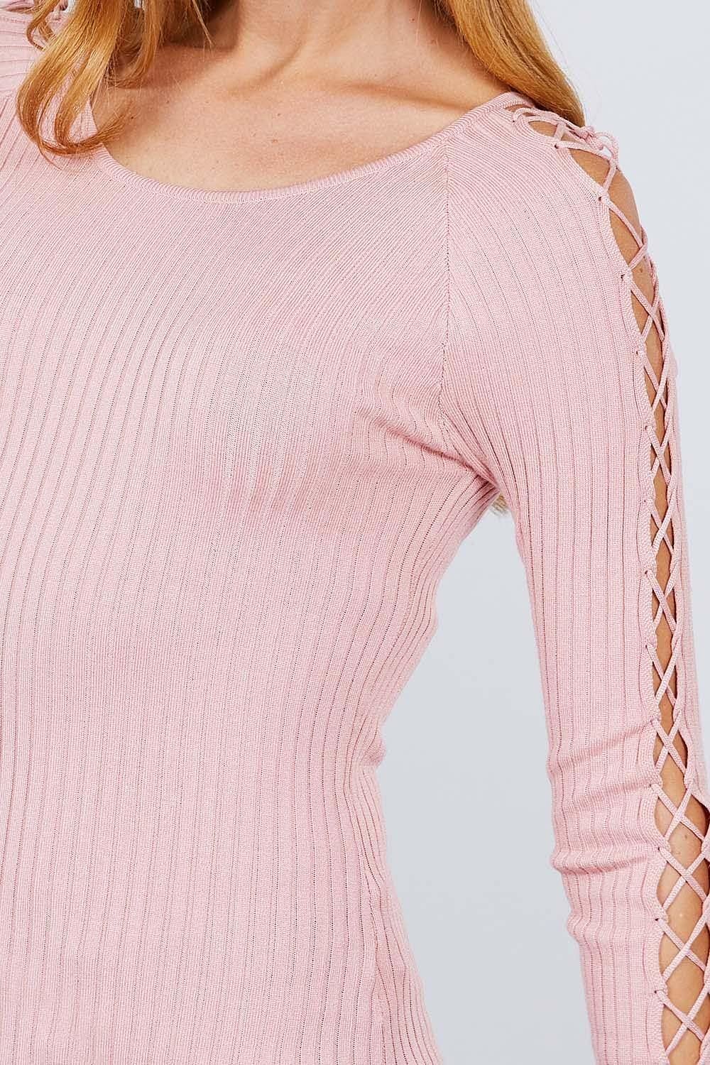 Pink Long Sleeve Scoop Neck Top - Shopping Therapy Top