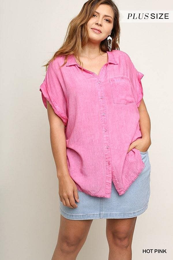 Pink Plus Size Short Sleeve Shirt - Shopping Therapy, LLC Shirts & Tops