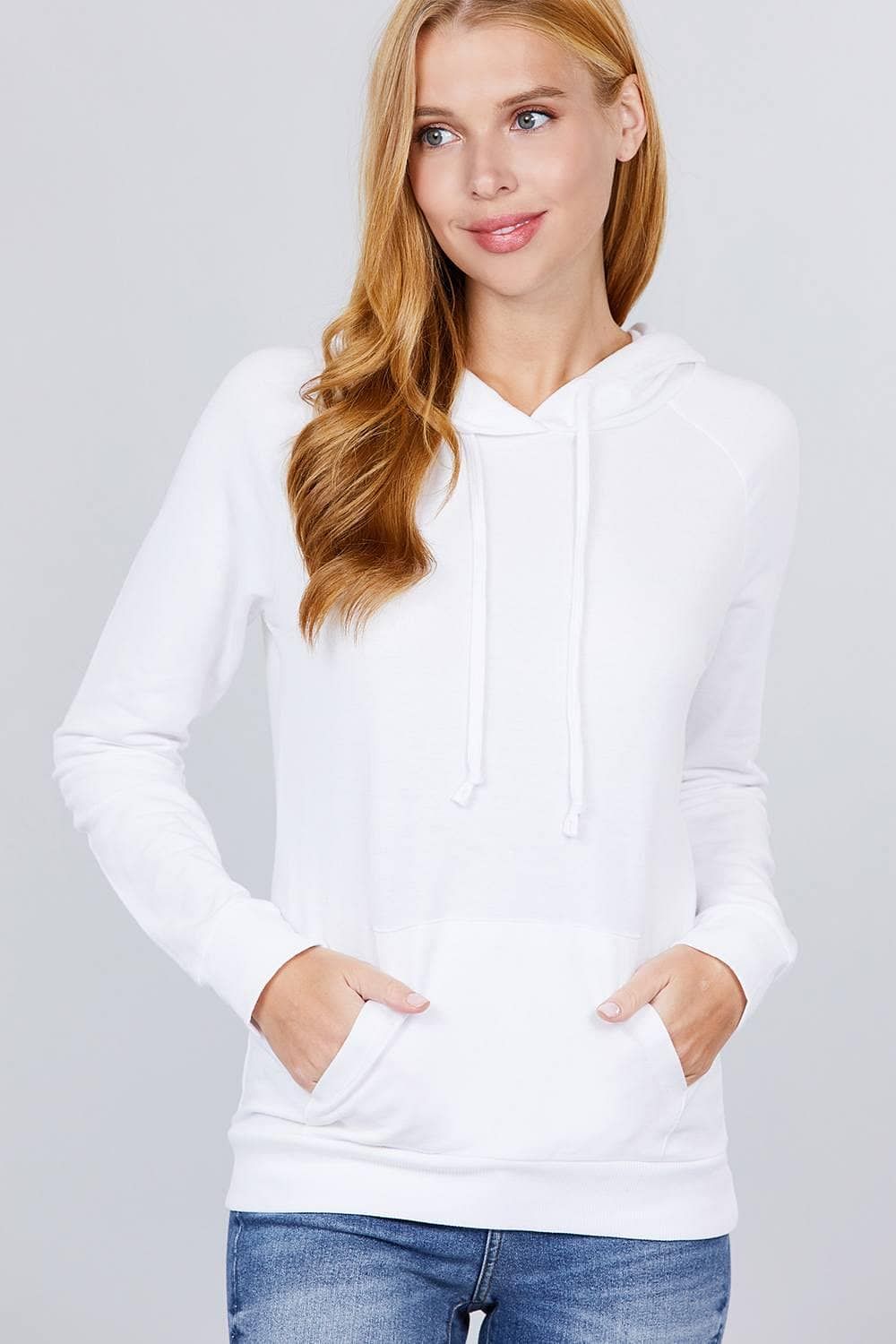 Pure White French Terry Long Sleeve Sweatshirt - Shopping Therapy S Sweatshirt