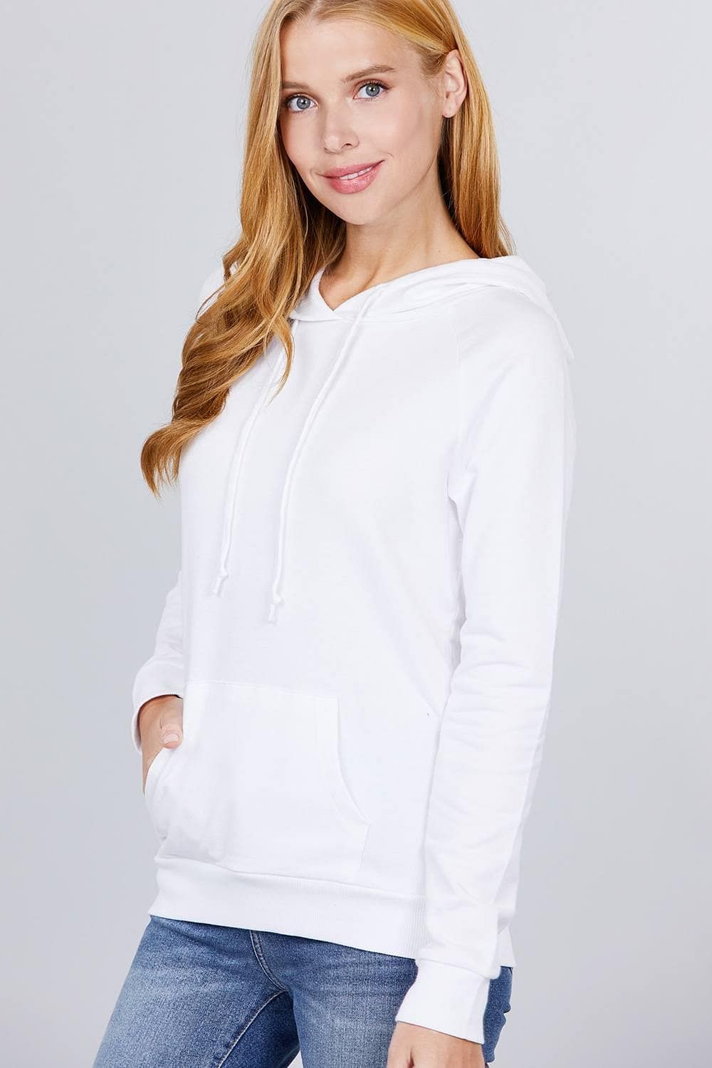 Pure White French Terry Long Sleeve Sweatshirt - Shopping Therapy M Sweatshirt