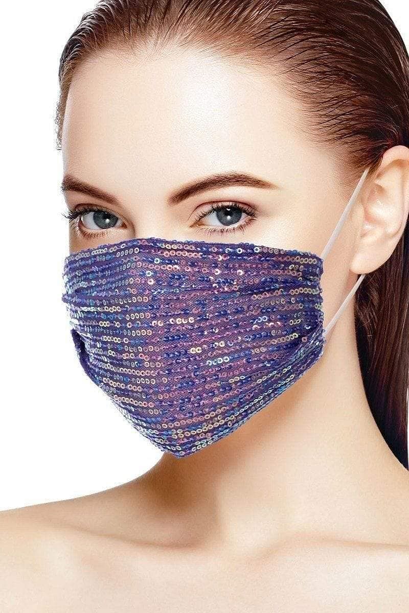 Purple Reusable Sequin Facemask - Shopping Therapy, LLC Masks