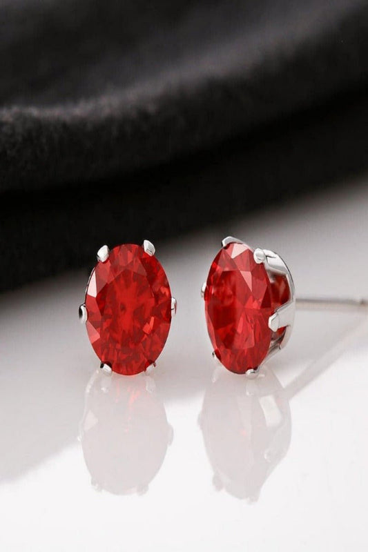 Red Cubic Zirconia Stud Earrings - Shopping Therapy-Jewelry