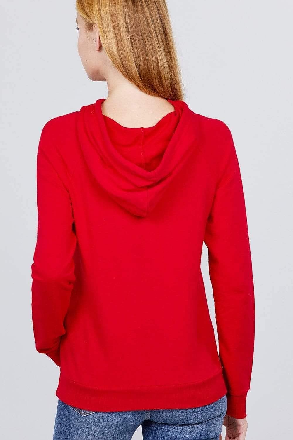 Red French Terry Long Sleeve Sweatshirt - Shopping Therapy L Sweatshirt