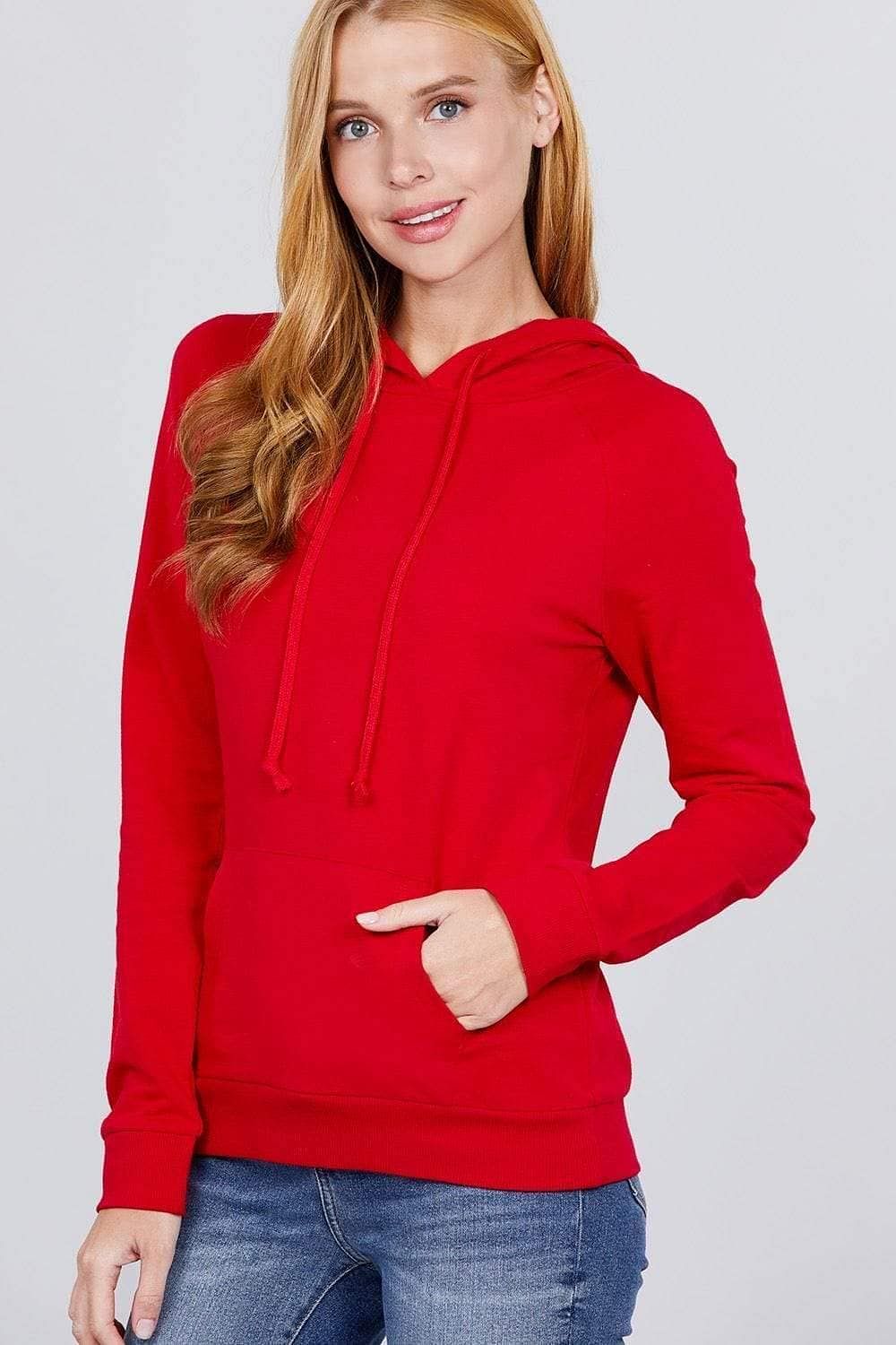 Red French Terry Long Sleeve Sweatshirt - Shopping Therapy M Sweatshirt