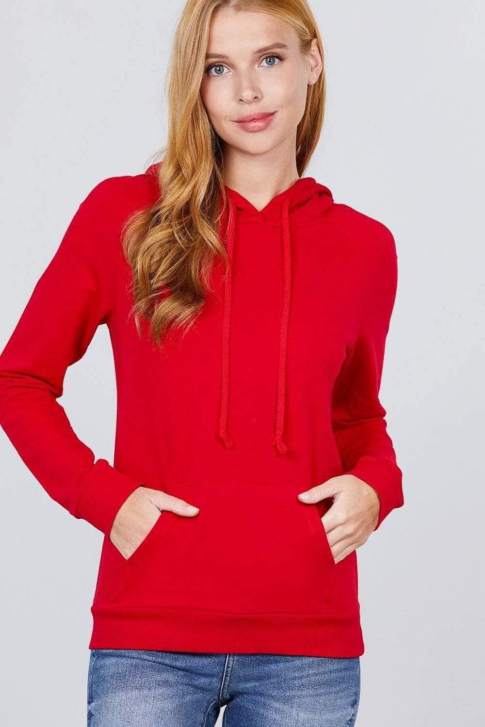 Red French Terry Long Sleeve Sweatshirt - Shopping Therapy S Sweatshirt