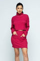 Red Long Sleeve Cowl Neck Sweater And Mini Skirt