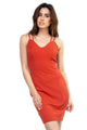 Red V-Neck Double Spaghetti Strap Dress