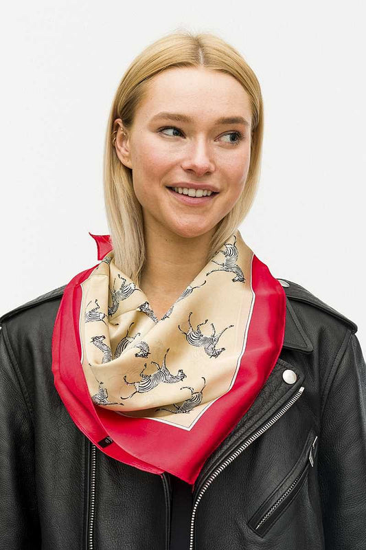 Red Zebra Print Neck Scarf - Shopping Therapy Red