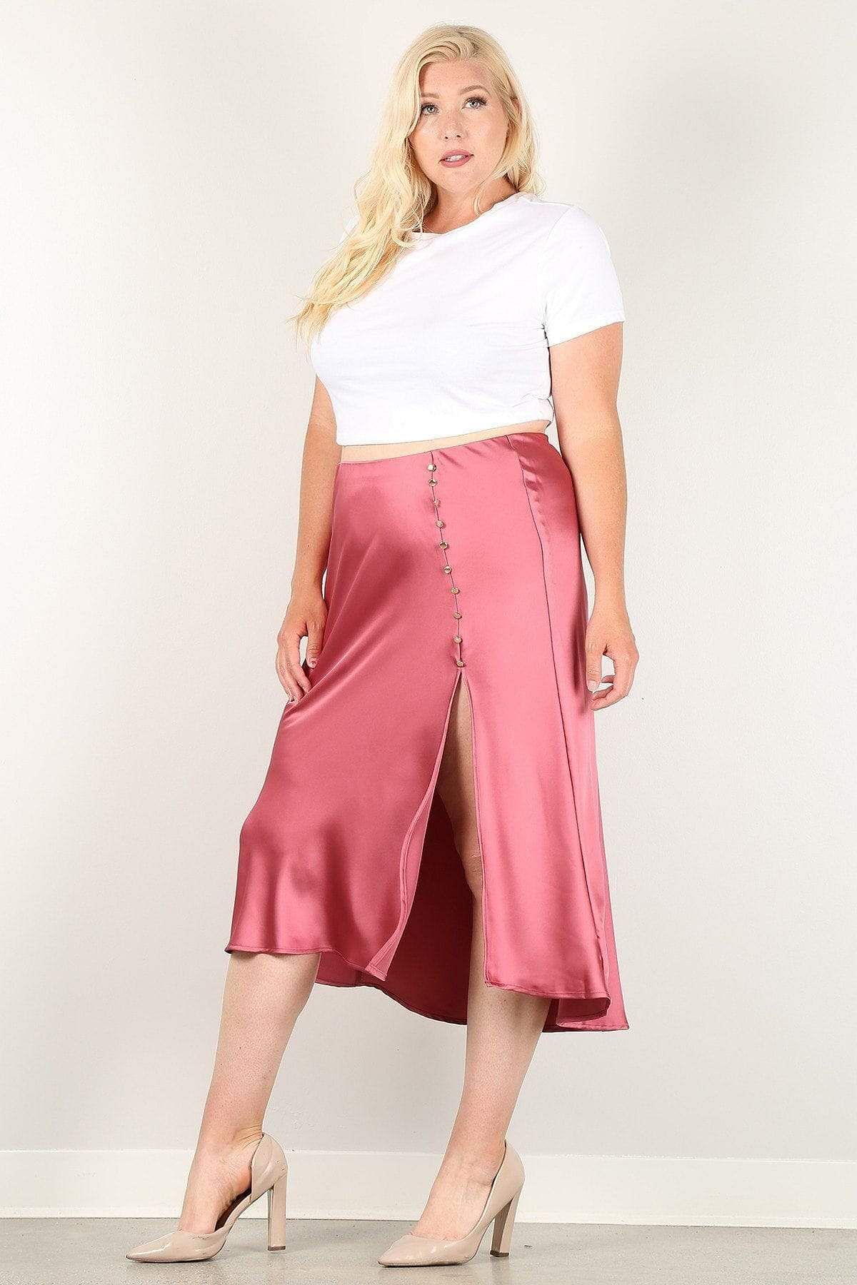 Rose Plus Size Midi Skirt With Side Slit - Shopping Therapy 3XL skirt