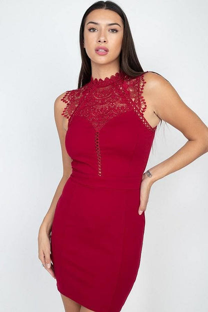 Ruby Sleeveless Lace Mini Dress - Shopping Therapy, LLC 