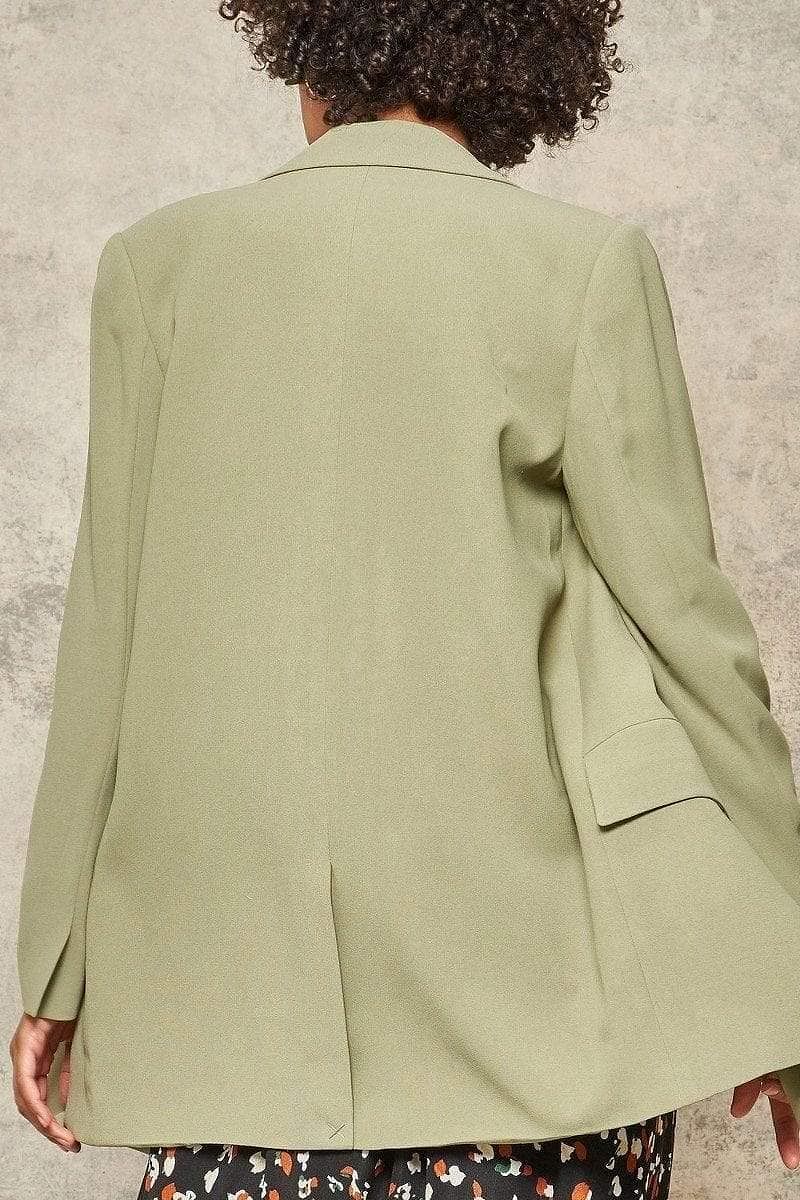 Sage Long Sleeve Blazer With Front Pockets - Shopping Therapy, LLC Jacket