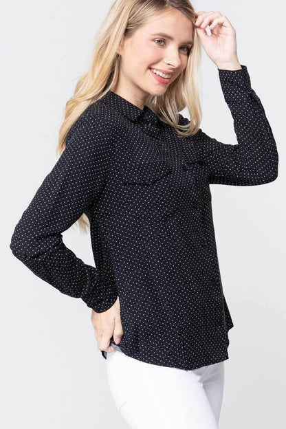 Black And White Polka Dot Long sleeve Shirt - Shopping Therapy, LLC Shirts & Tops