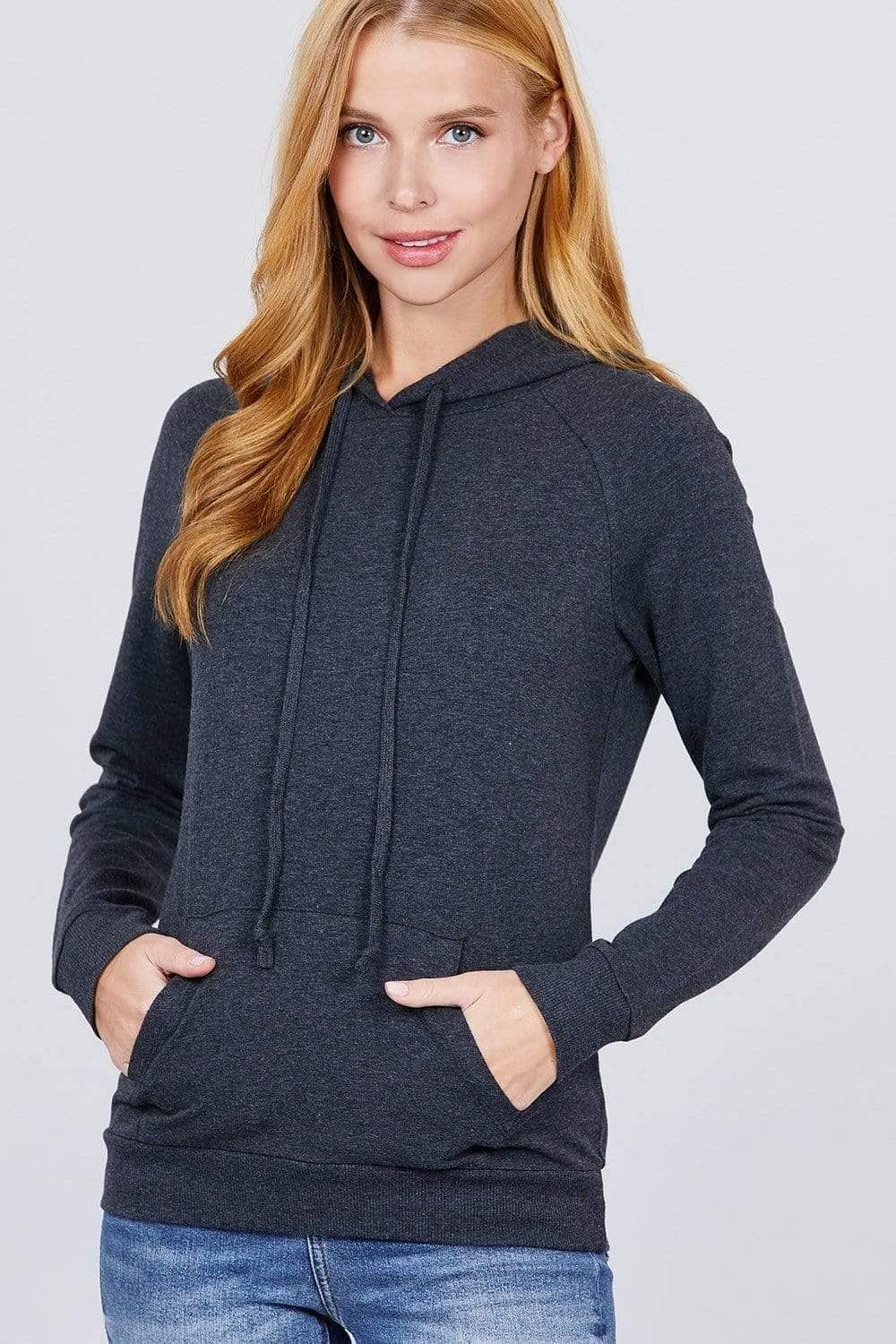 Long Sleeve French Terry Sweatshirt-Charcoal Gray - Westside Shopping Therapy