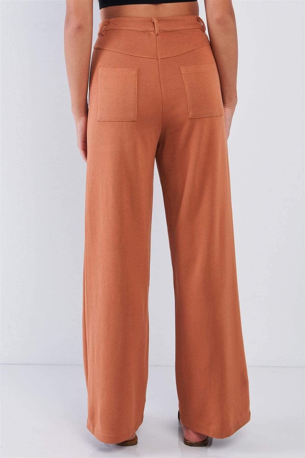 Orange High Waisted Wide Leg Pants - Shopping Therapy, LLC 