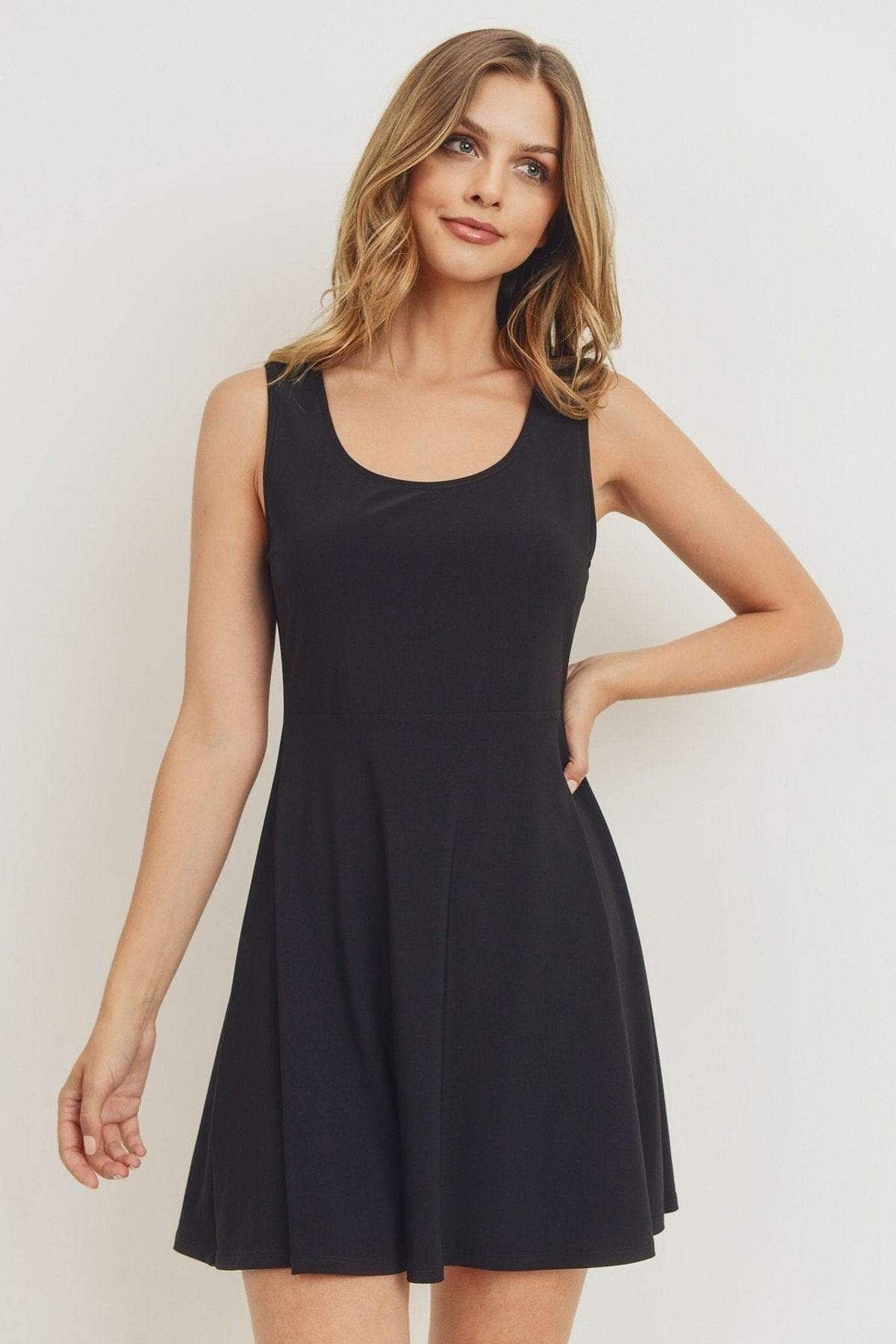 Short Sleeve Mini Dress-Black - Shopping Therapy, LLC dress