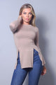 Taupe Long Sleeve Top With Side Slits