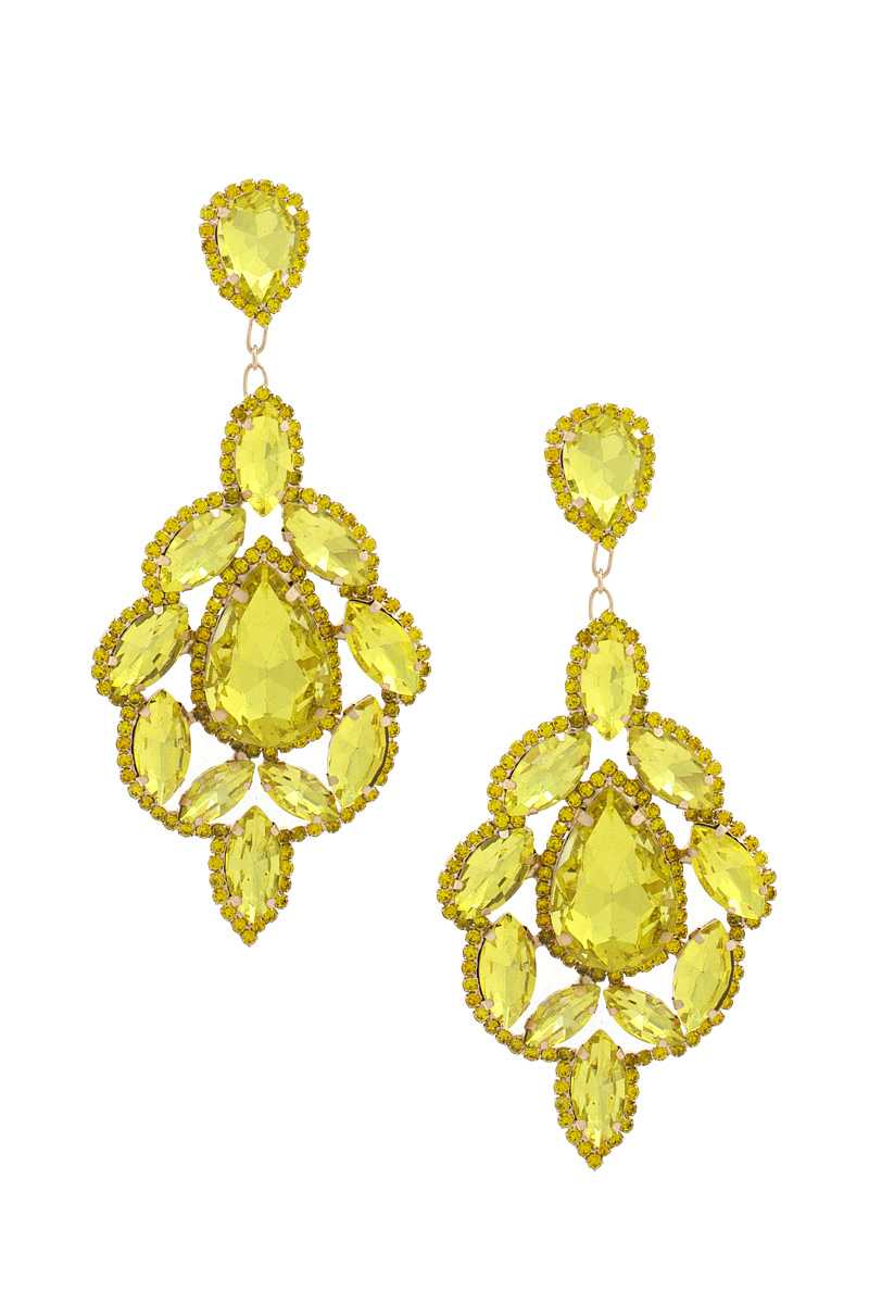 Teardrop Rhinestone Dangle Earrings - Shopping Therapy Yellow Dangle & Drop Earrings