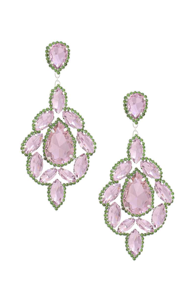 Teardrop Rhinestone Dangle Earrings - Shopping Therapy Pink Dangle & Drop Earrings