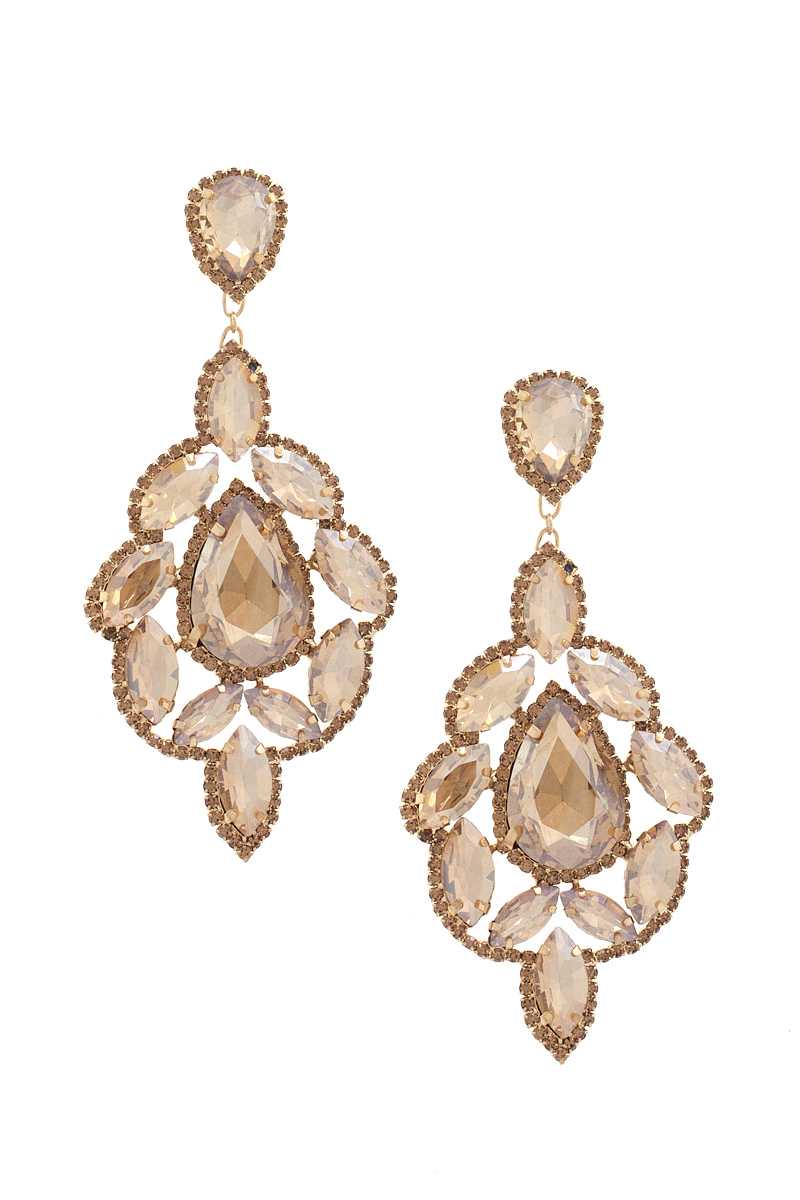 Teardrop Rhinestone Dangle Earrings - Shopping Therapy Gold Dangle & Drop Earrings