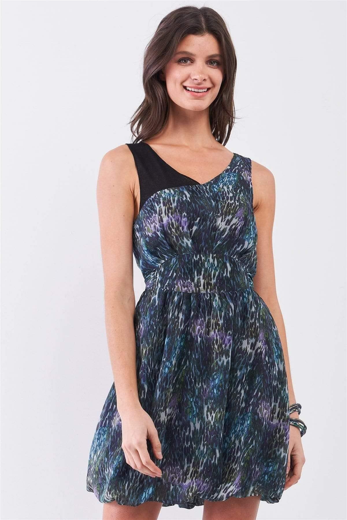 Tie Dye Sleeveless V-Neck Mini Dress - Shopping Therapy S dress