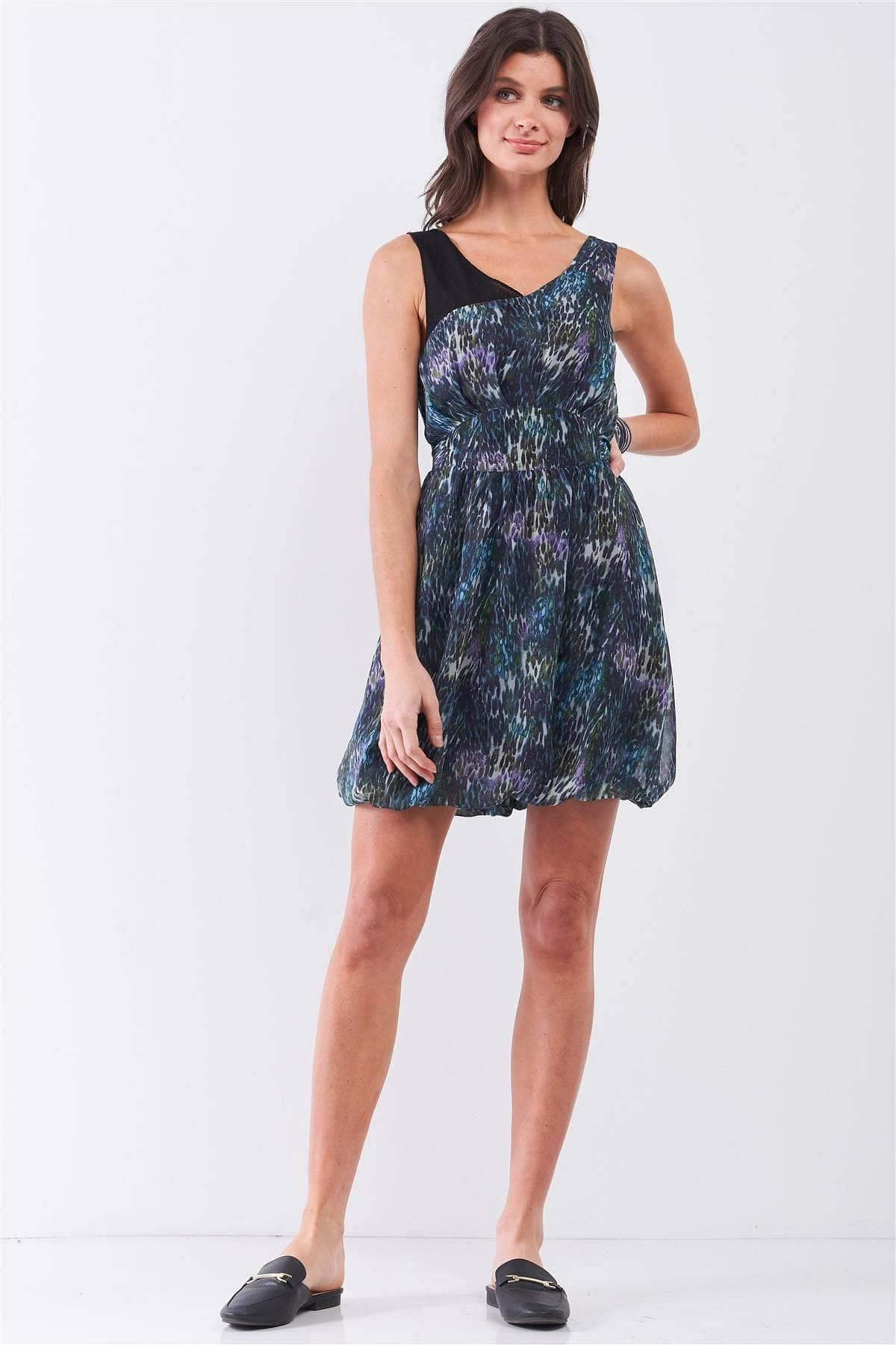 Tie Dye Sleeveless V-Neck Mini Dress - Shopping Therapy dress