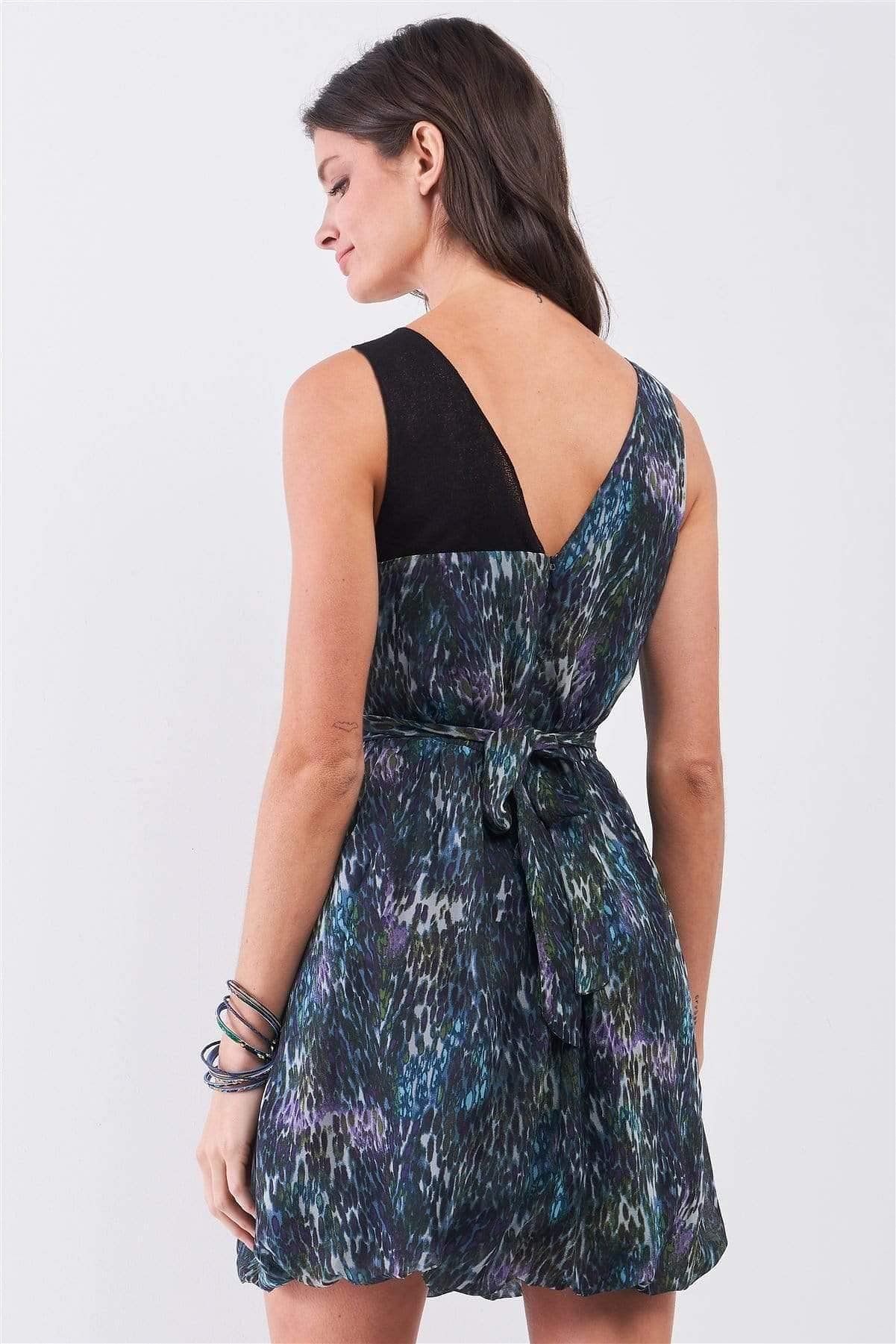 Tie Dye Sleeveless V-Neck Mini Dress - Shopping Therapy M dress
