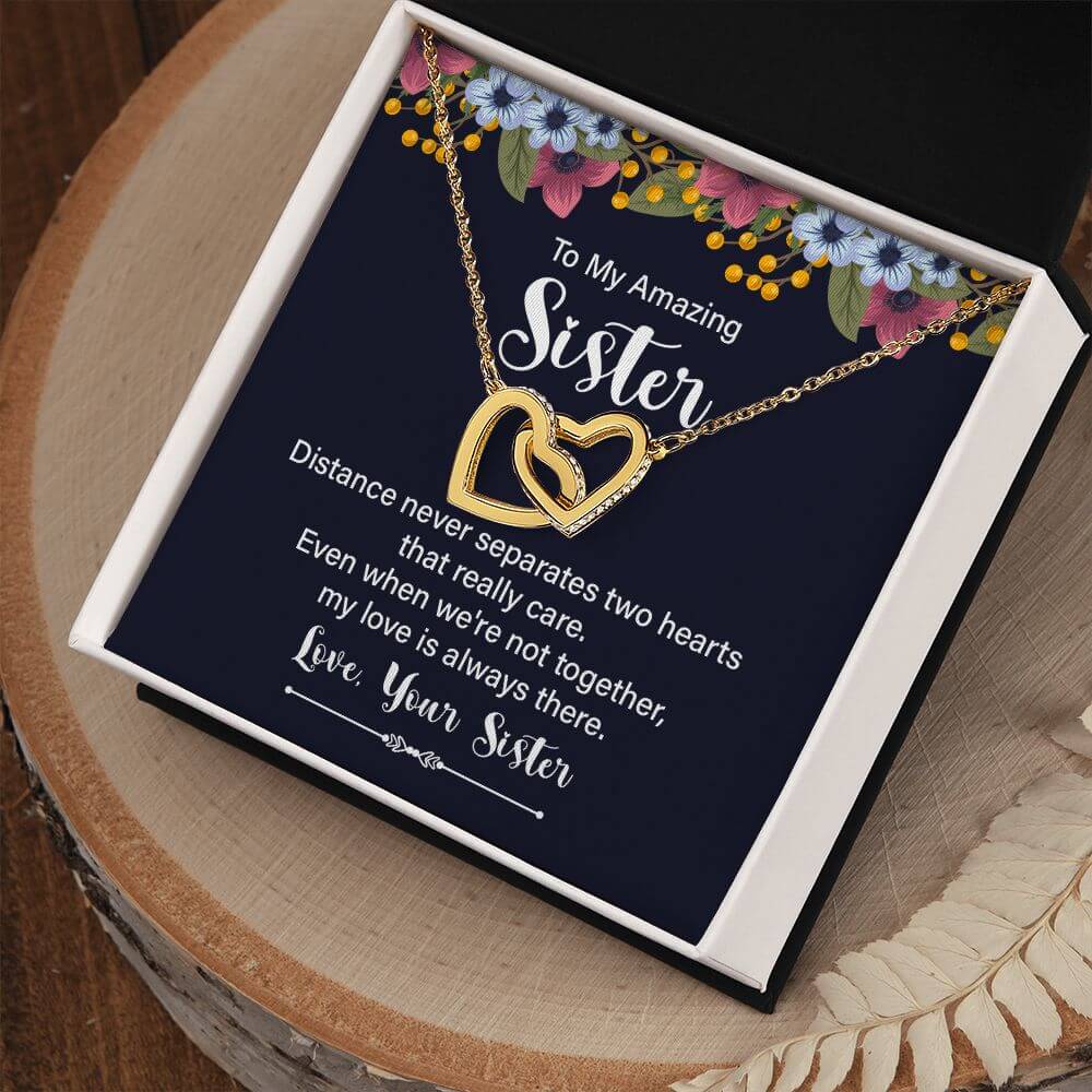 Amazing Sister-Interlocking Hearts Necklace - Shopping Therapy, LLC Jewelry