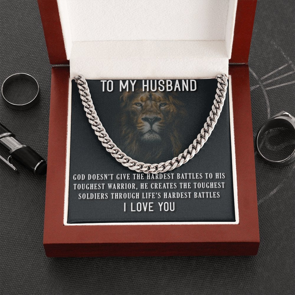 To My Husband-Cuban Link Chain For Men - Shopping Therapy Stainless Steel Cuban Link Chain / Luxury Box necklace