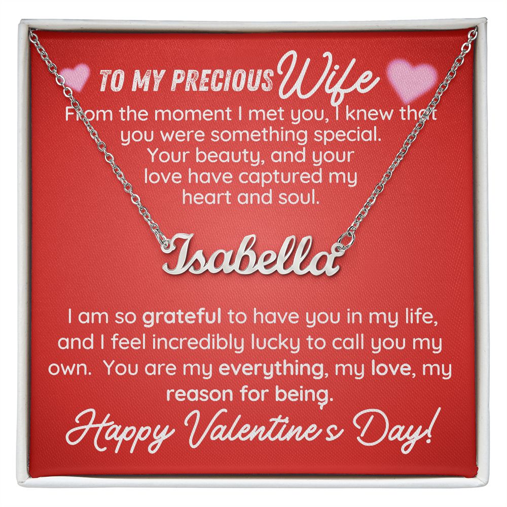 To My Precious Wife Isabella-Valentine's Day Name Necklace - Shopping Therapy, LLC Jewelry
