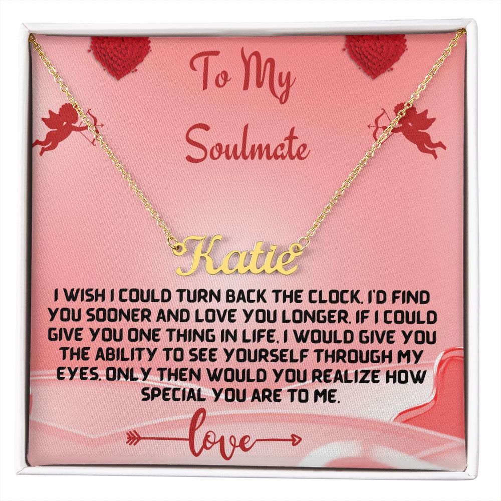 Soulmate Custom Name Necklace With Message Card - Shopping Therapy 18k Yellow Gold Finish / Standard Box Jewelry