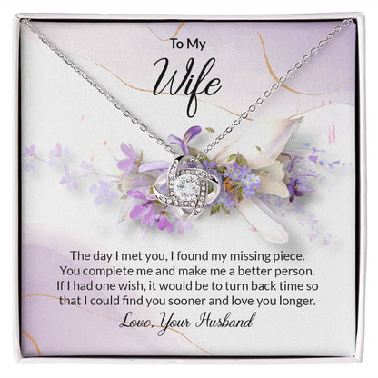 Love you Longer Love knot Necklace For Wife - Shopping Therapy 14K White Gold Finish / Standard Box Jewelry