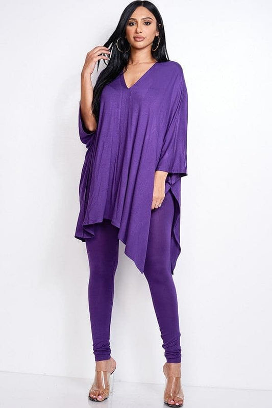 Violet Cape Top And Leggings Set - Shopping Therapy, LLC Sets