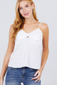 White Spaghetti Strap Front Tie V-Neck Cami