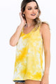 Yellow Sleeveless Tie-Dye Scoop Neck Tank