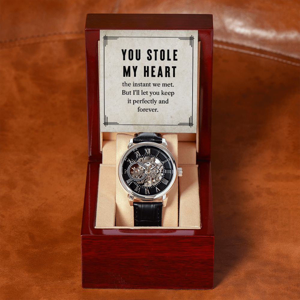 You Stole My Heart-Men's Openwork Watch