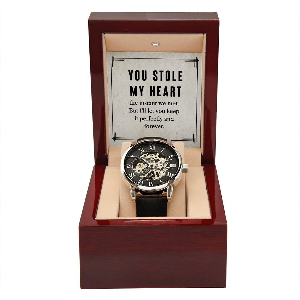 You Stole My Heart-Men's Openwork Watch