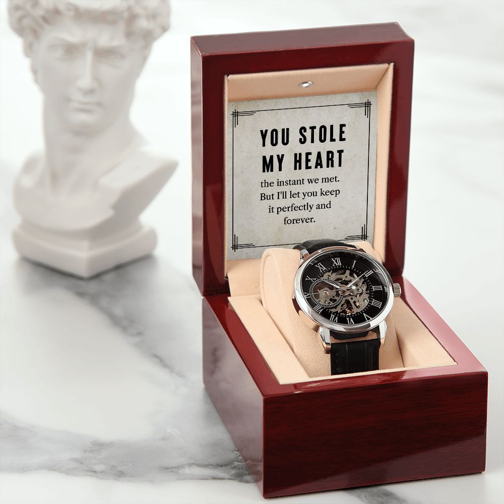 You Stole My Heart-Men's Openwork Watch - Shopping Therapy, LLC Jewelry