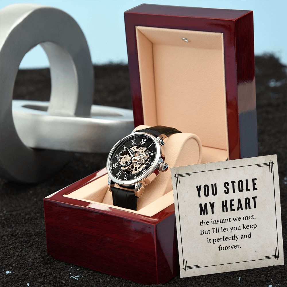 You Stole My Heart-Men's Openwork Watch