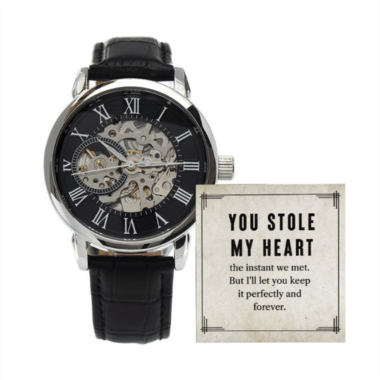 You Stole My Heart-Men's Openwork Watch - Shopping Therapy, LLC Jewelry