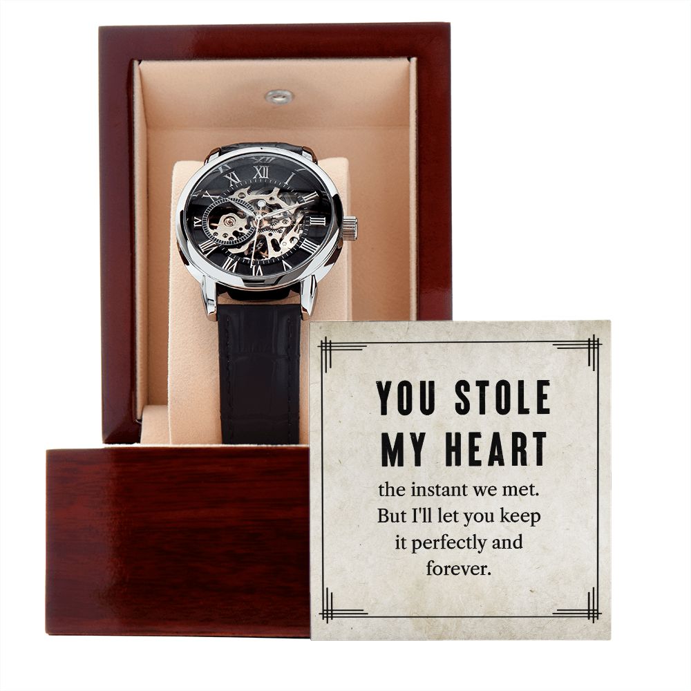 You Stole My Heart-Men's Openwork Watch - Shopping Therapy, LLC Jewelry